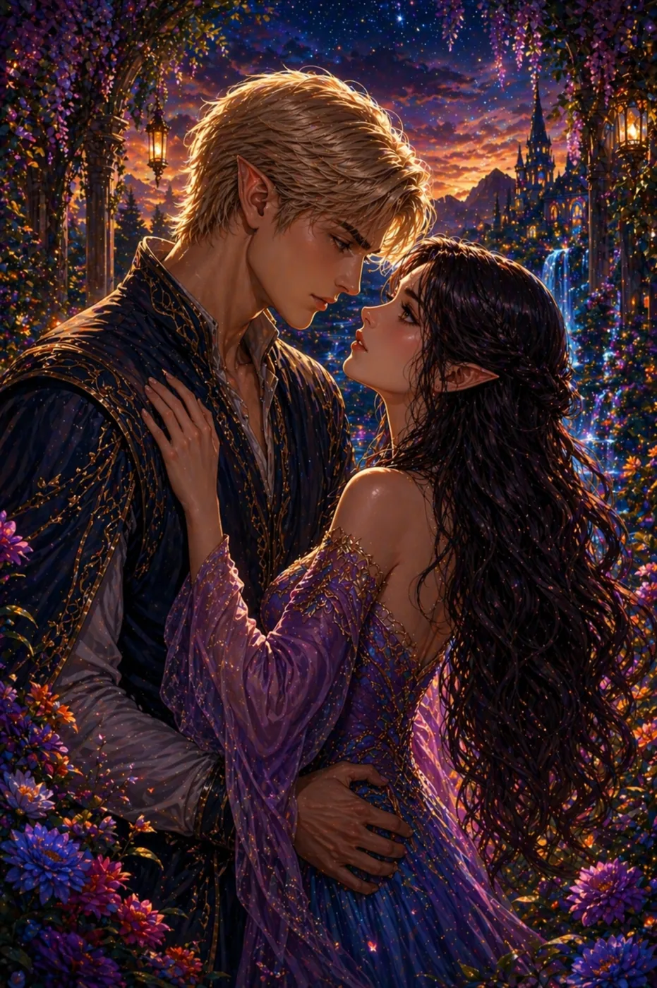 Noche bajo las estrellas – cuadro diamond painting romántico Lady Aura