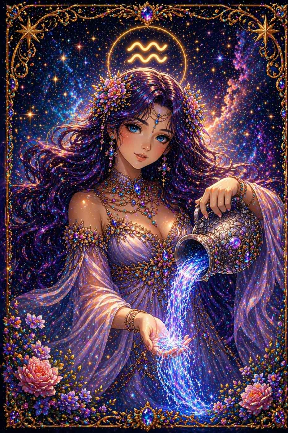 Acuario – diamond painting diosa zodiacal Lady Aura