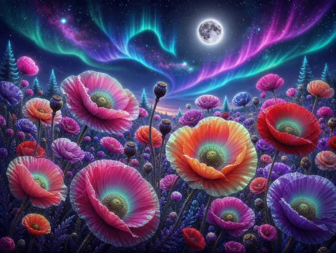 Diamond painting amapolas mágicas Lady Aura Art