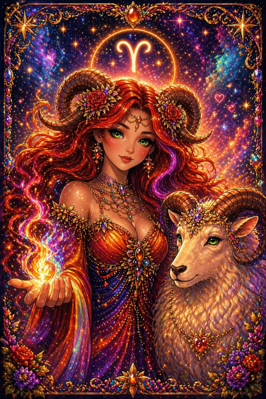 Aries – diamond painting diosa zodiacal Lady Aura