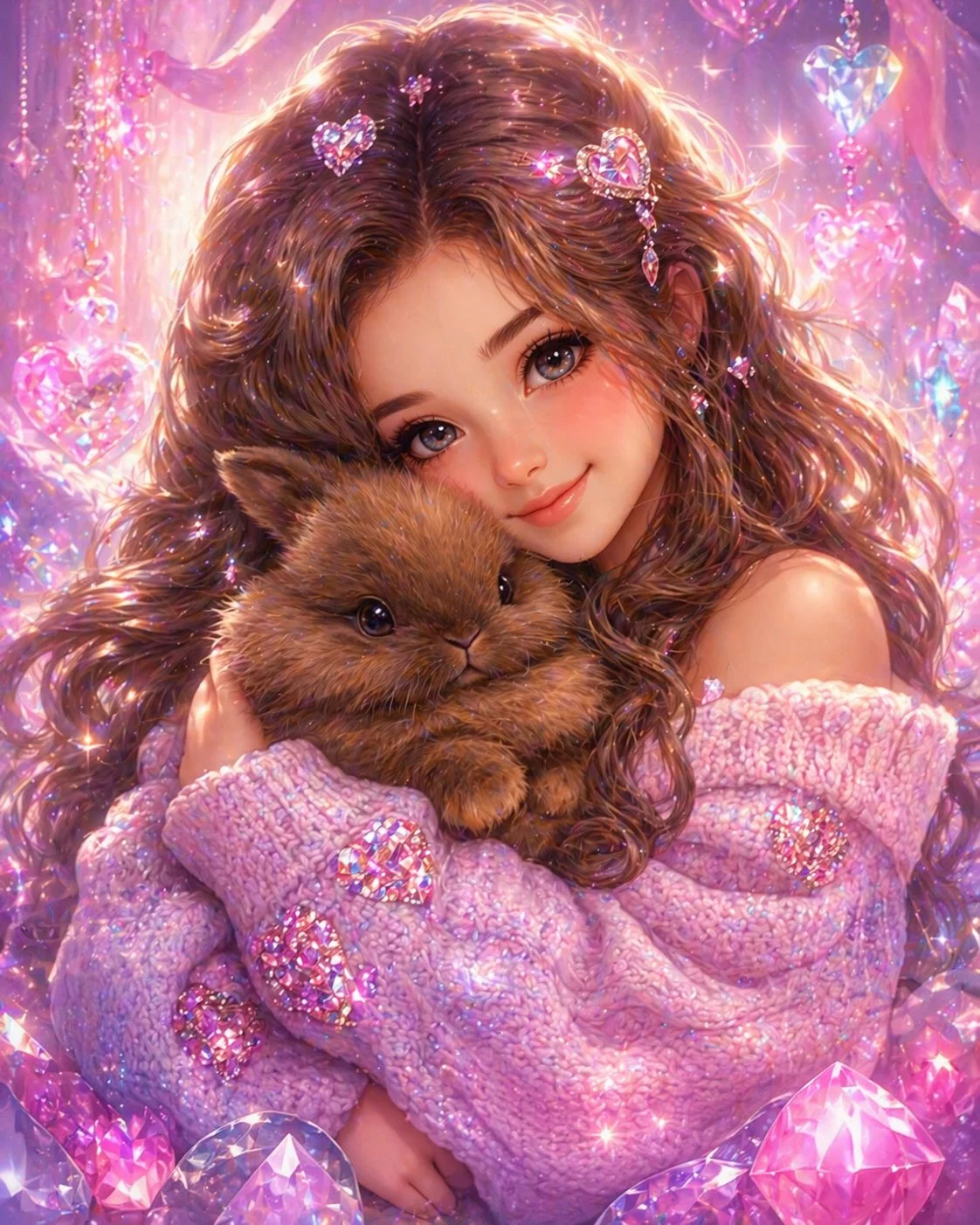 Diamond painting conejito adorable Lady Aura Art