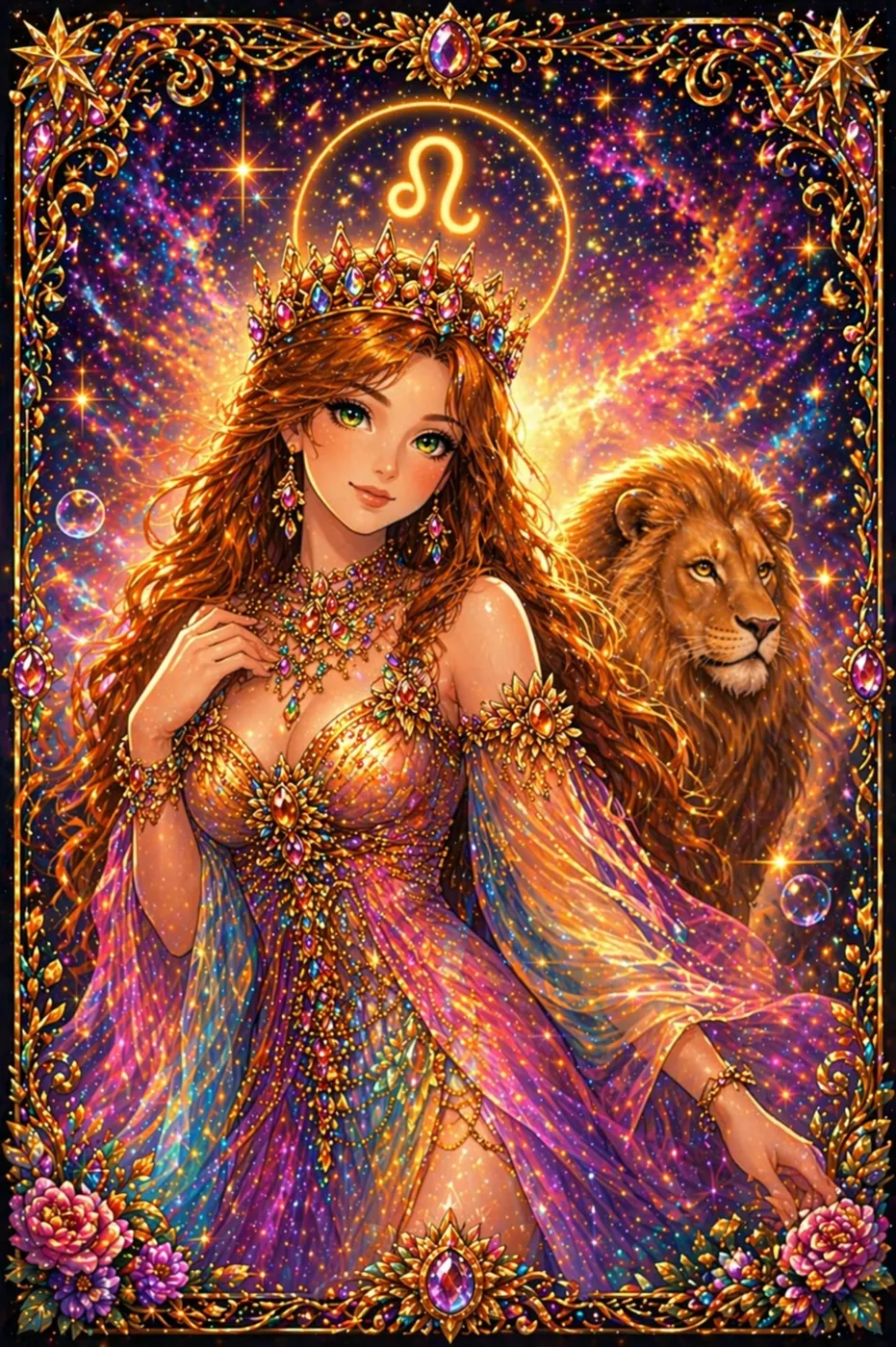Leo – diamond painting diosa zodiacal Lady Aura
