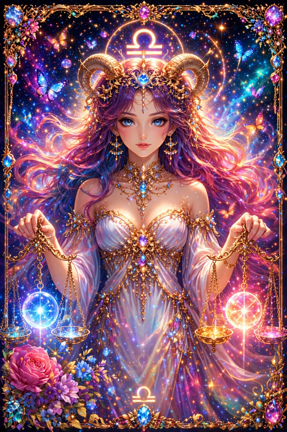 Libra – diamond painting diosa zodiacal Lady Aura