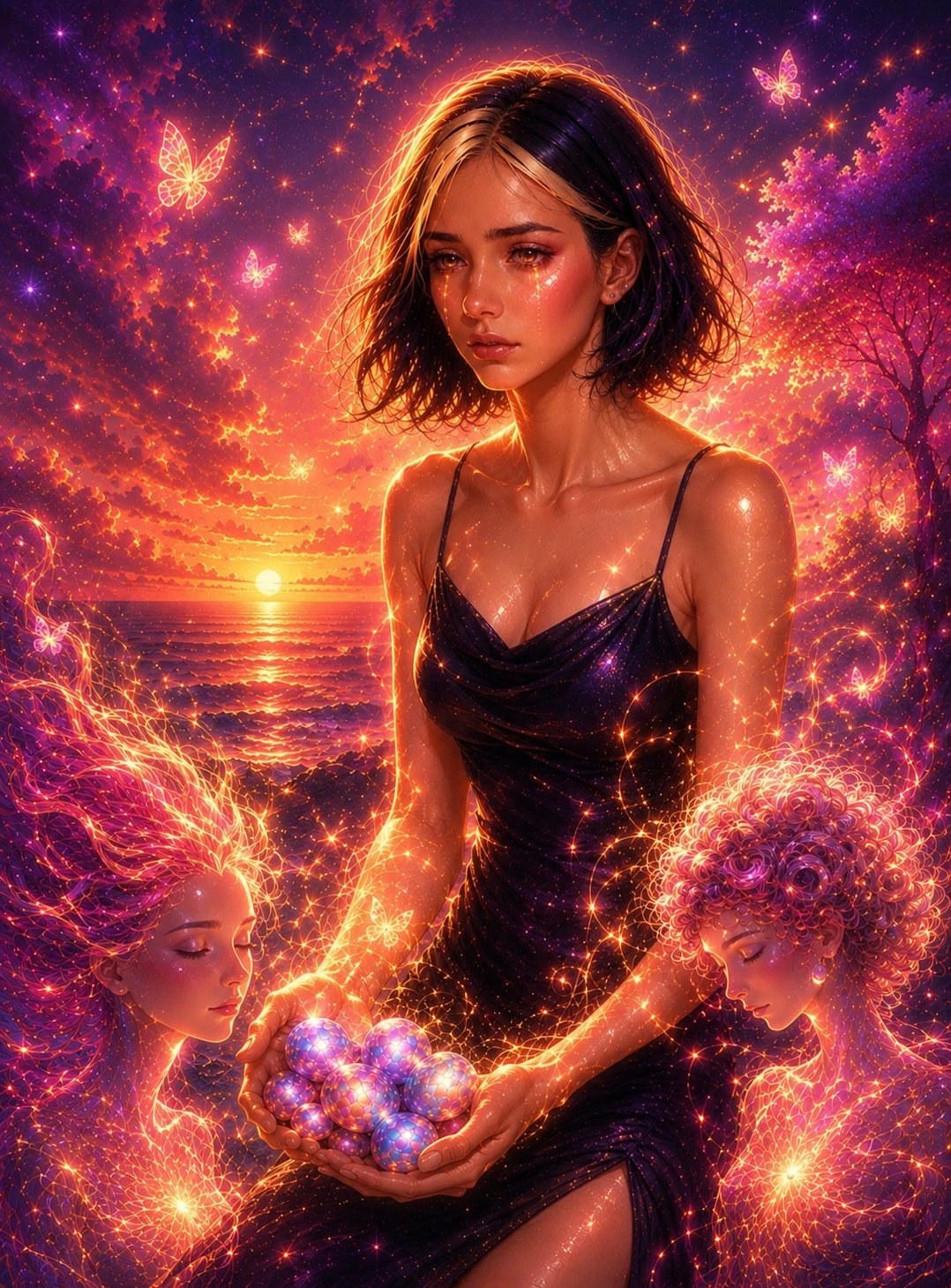 Diamond painting luminosa al atardecer Lady Aura Art