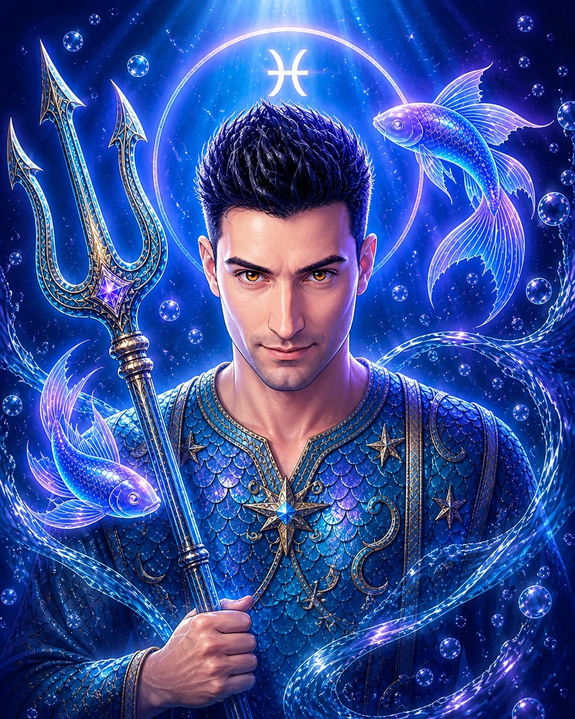Ejemplo diamond painting personalizado retrato masculino Piscis Lady Aura Art