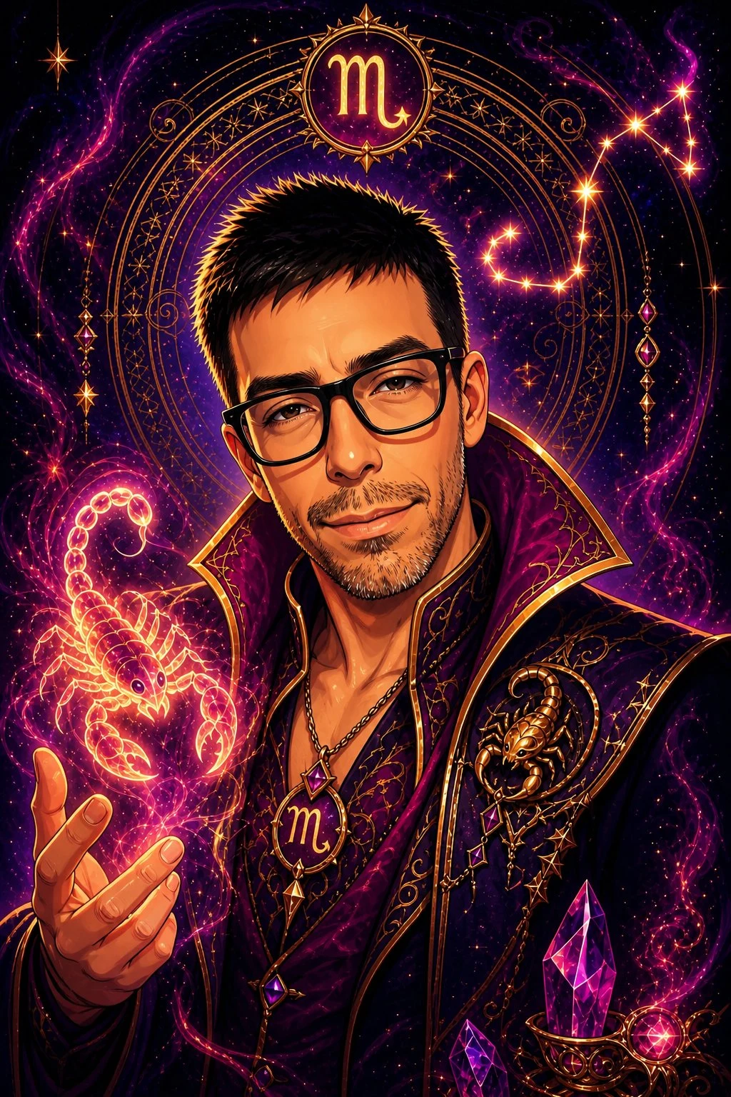 Ejemplo diamond painting personalizado retrato masculino Escorpio gafas Lady Aura Art