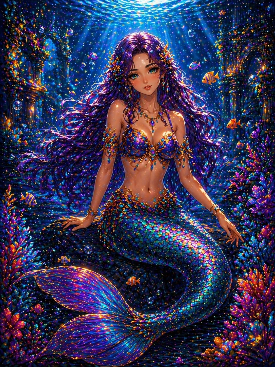 Diamond painting sirena reina arrecife agotada Lady Aura