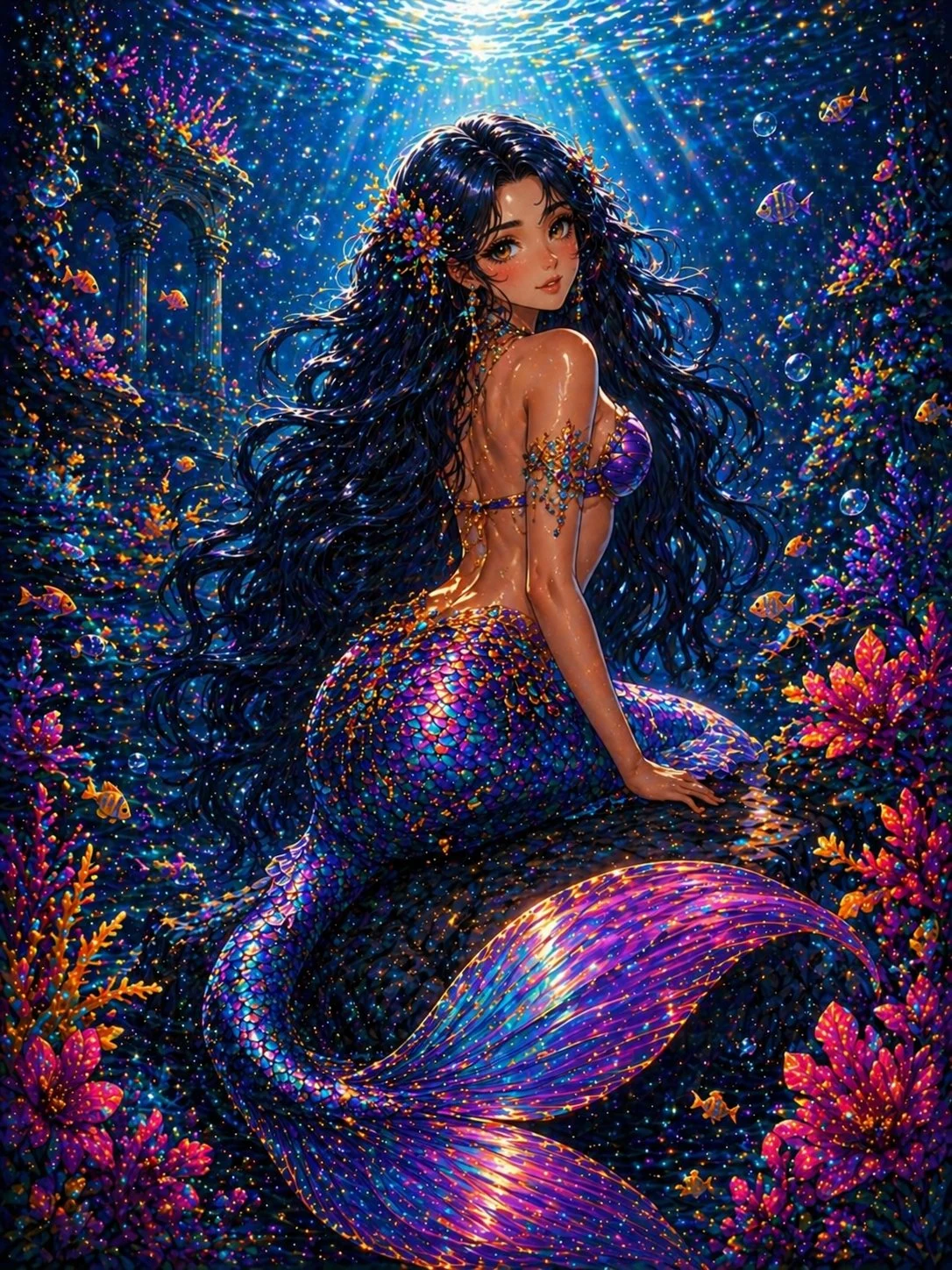 Diamond painting sirena reino submarino agotada Lady Aura