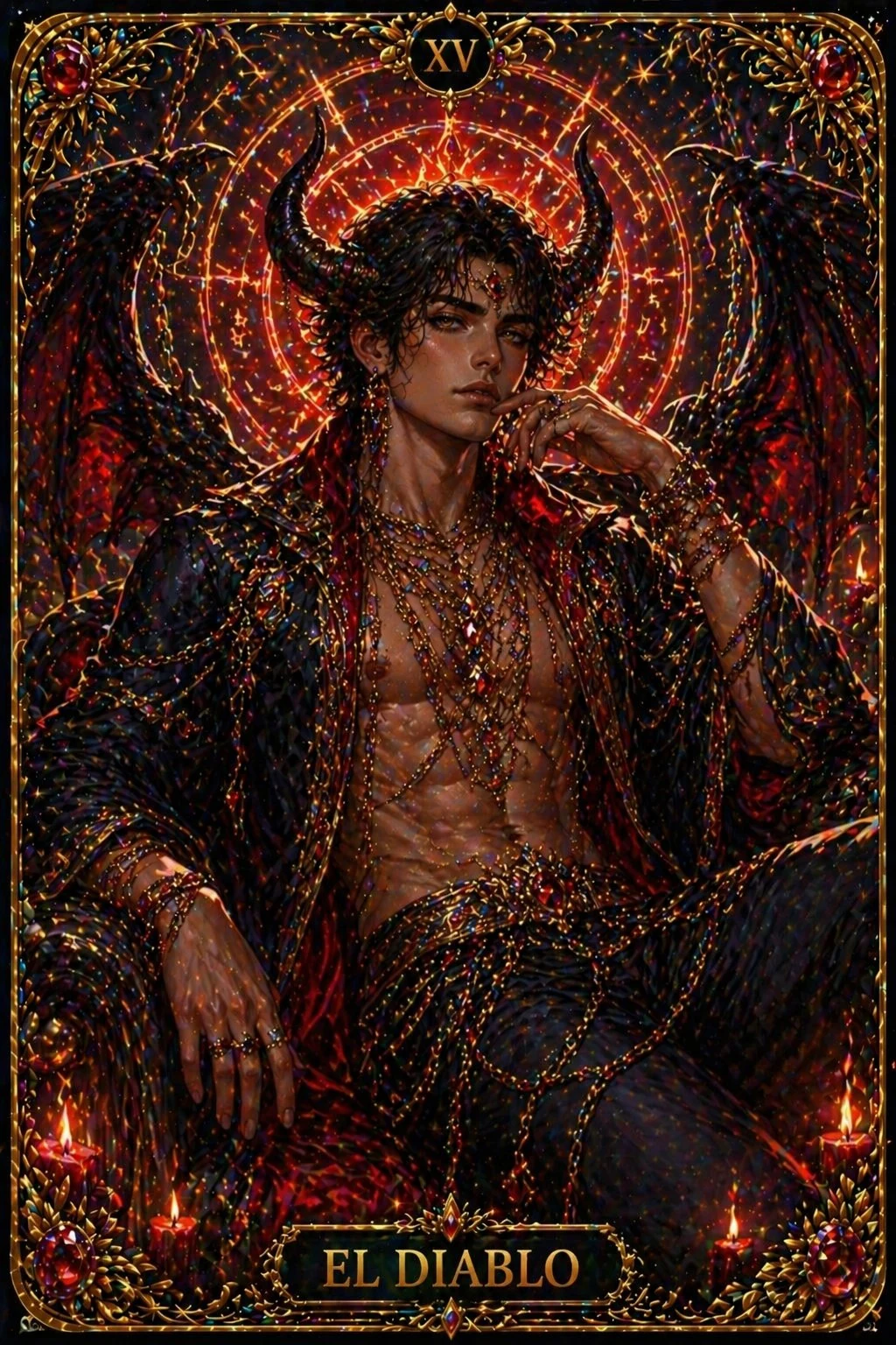 Cuadro diamond painting El Diablo tarot Lady Aura