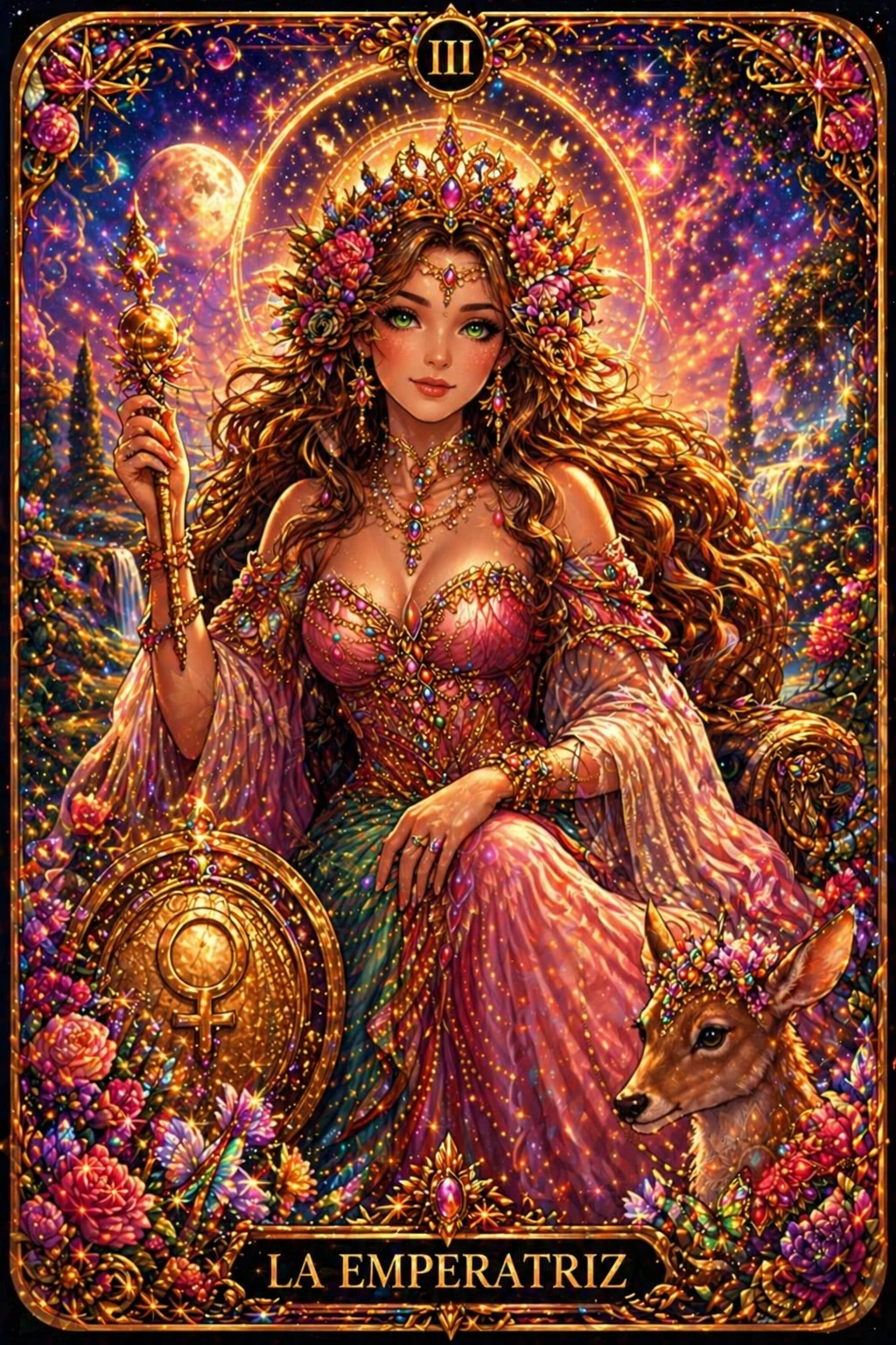Cuadro diamond painting La Emperatriz tarot Lady Aura