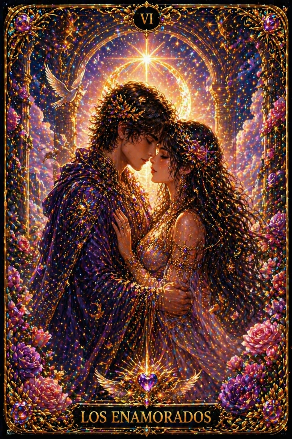 Cuadro diamond painting Los Enamorados tarot Lady Aura agotada
