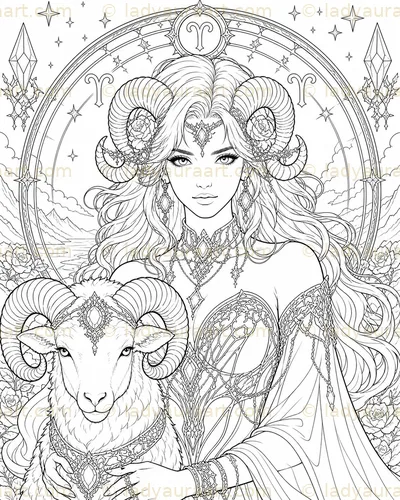 Diosa Aries lámina colorear