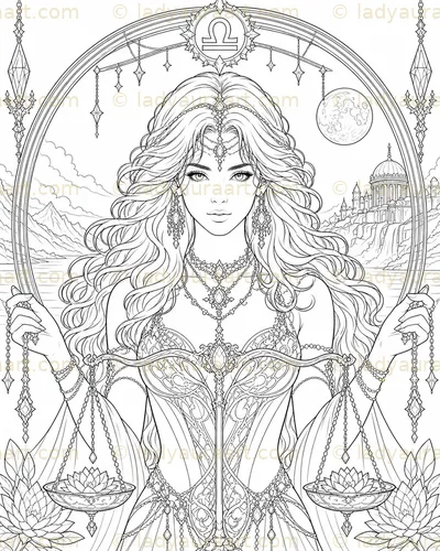 Diosa Libra lámina colorear